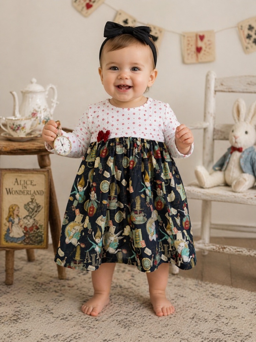 Bognar & Piccolini Alice In Wonderland Dress 12M Baby Girl First BDay Tea Party